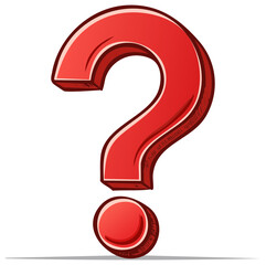 Bold red three dimensional question mark symbol for inquiry and doubt