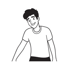 Handsome Man Black and White Illustration Vector Image Male Portrait Fashion Sketch Line Art Design