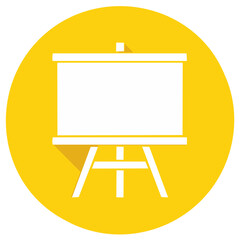 Whiteboard Stand Flat Icon on Yellow Circle Presentation Business Education
