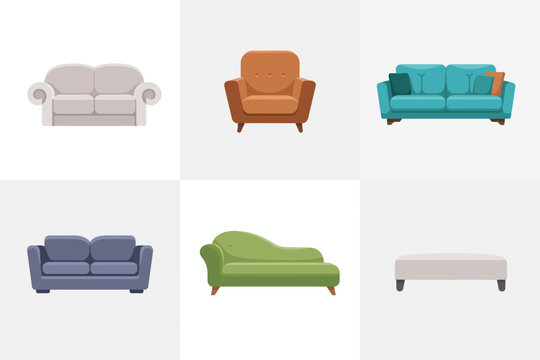 Home furniture couch collection, contemporary sofa designs fabric leather loveseat armchair modular sectional chaise lounge interior decor icons