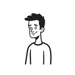 Handsome Man Black and White Illustration Vector Image Male Portrait Fashion Sketch Line Art Design