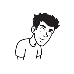 Handsome Man Black and White Illustration Vector Image Male Portrait Fashion Sketch Line Art Design