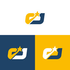 Creative C and J logo with a star icon. This modern and professional logotype is perfect for any business