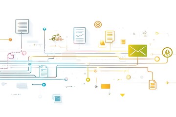 Dynamic modern business data flow and communication network, ideal for technology, marketing, and corporate visuals