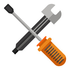 Screw and screwdriver tool vector on white background.