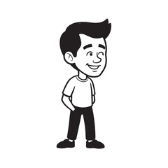 Handsome Man Black and White Illustration Vector Image Male Portrait Fashion Sketch Line Art Design