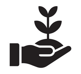 hand holding a green plant icon art