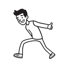 Handsome Man Black and White Illustration Vector Image Male Portrait Fashion Sketch Line Art Design