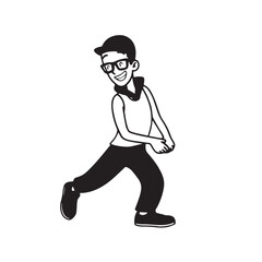 Handsome Man Black and White Illustration Vector Image Male Portrait Fashion Sketch Line Art Design