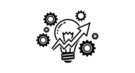 Business idea innovation lightbulb gear process strategy success growth concept development progress technology
