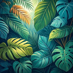 Tropical Jungle Leaf Pattern Background. © minto