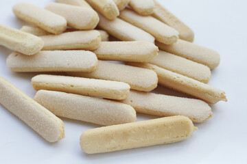 Sponge finger cookies, Italian savoiardi biscuit snack