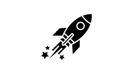 Rocket ship launch vector icon illustration of space travel and startup business concept for graphic design