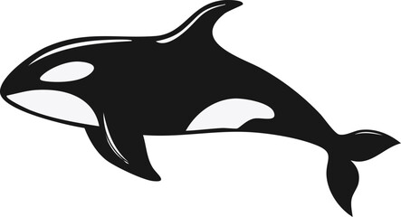 Obraz premium Orca Whale Animal Vector Logo in Minimalist Black and White, Simple Design Ideal for Wildlife Branding and Nature Illustration 