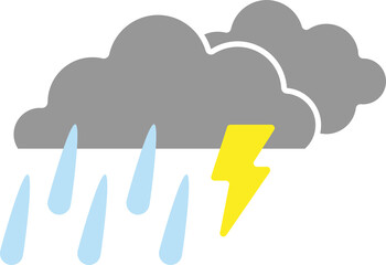 Weather Forecast Flat Icons-Rainy Weather with Lightning