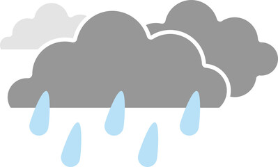 Weather Forecast Flat Icons-Rainy Clouds with Droplets