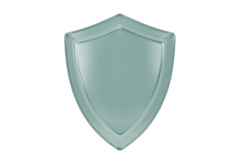 Isolated light-blue shield for protection against attacks, safety concept, data security symbol