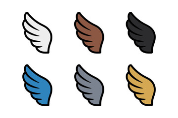 Modern wing symbol pack, minimalist feather icons, gradient and flat styles, versatile logo elements, spiritual and fantasy design motifs