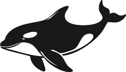 Obraz premium Orca Whale Animal Vector Logo in Black and White, Minimalist and Simple Design, Perfect for Wildlife Branding, Nature Illustration, and Unique Animal Identity 