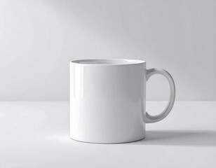 Obraz premium Blank white mug on a plain white surface