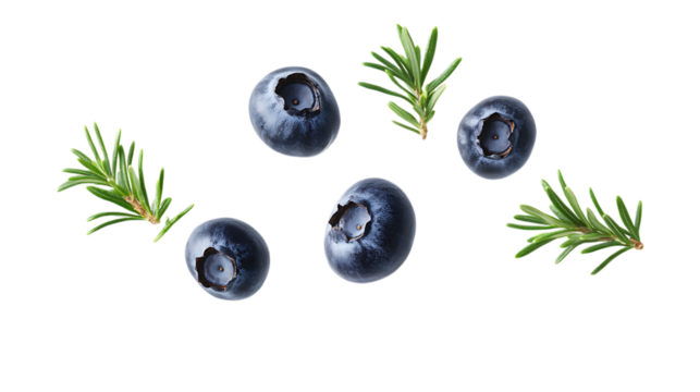 Juniper Berry with half slices falling or floating png 