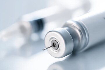 Close-up of a medical vial and syringe