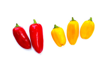 Chili peppers on a white background.