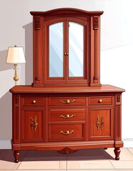 Elegant wooden vanity with mirror