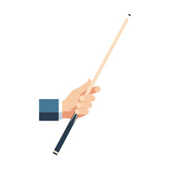 Focused hand holding a billiard cue stick preparing for a precise game action