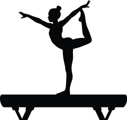 Silhouette of gymnast balancing on beam balance beam