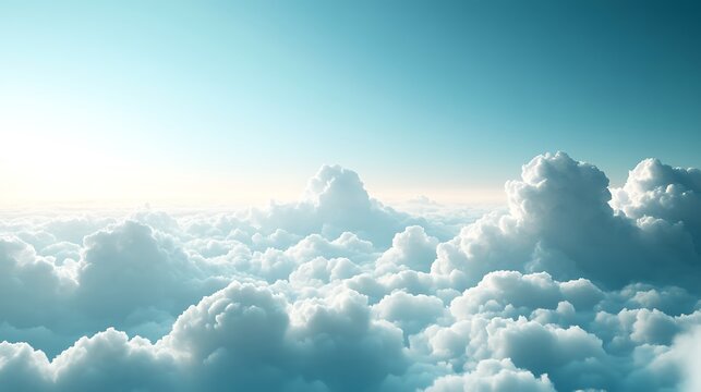 Minimal serene cloudscape with smooth blue and white gradient, airy sky atmosphere, large central blank space ideal for text or design, calm and peaceful background.