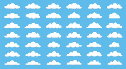 Collection of Fluffy White Cumulus Clouds.