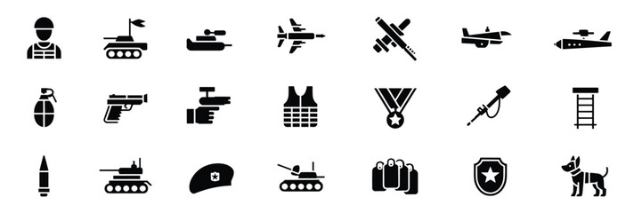 Military Equipment & Personnel Icon Set