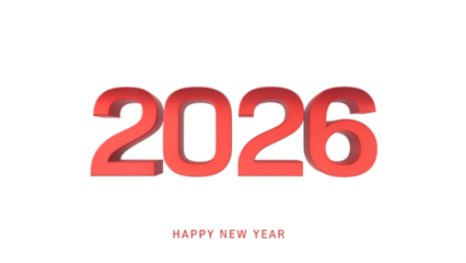 Bold red numbers celebrate new year isolated on a transparent background 2026 celebration