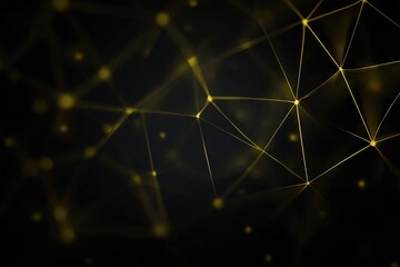 Abstract dark background with glowing golden network