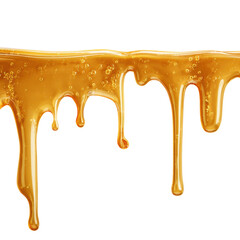 Golden honey dripping kitchen food bright isolated on transparent background