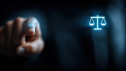 Legal agreement confirmation screen with justice icon symbolizes digital approval, fairness, ethics, law structure, governance, compliance, accountability, truth, protection, authority