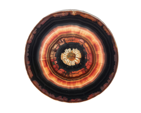 Abstract Depiction of Concentric Layers with Radial Pattern on a Plain Solid Color Canvas