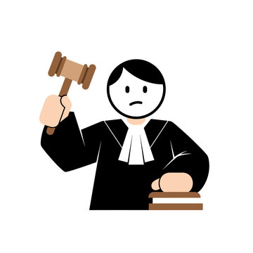 Stylized legal figure symbolizing justice, authority, judgment within court proceedings with gavel