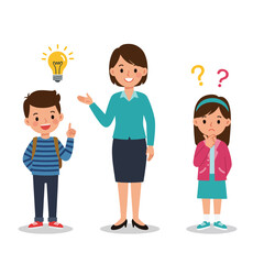 Teacher Explaining Concept to Students with Ideas and Questions.