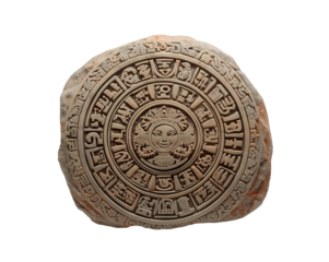Ancient Civilization Legacy Stone Tablet of Calendar System Etched with Sun God and Symbols