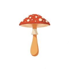 Flat colored mushroom illustration with transparent background 