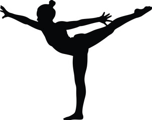 Silhouette dancer balancing on one leg ballet pose