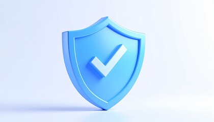 Shield protection concept, a 3d icon with a check mark on a button for web design