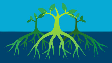 Obraz premium Complex Mangrove Roots Nature Vector Illustration Unique Coastal Ecosystem