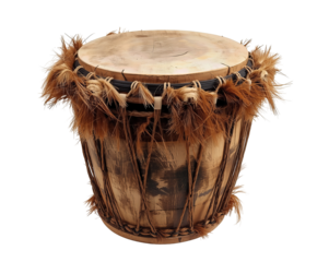 Artistic portrayal of an intricately designed drum displaying cultural richness and musical heritage
