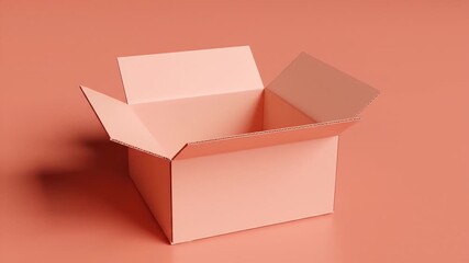 Open Pink Cardboard Box Against Pink Background Under Bright Studio Lighting - Powered by Adobe