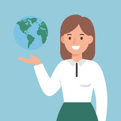 Woman Holding Planet Earth in Hand 1.