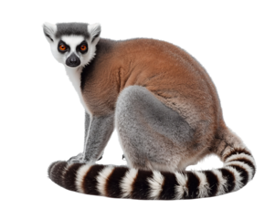 Captivating Portrait of a Ring Tailed Lemur, A Wild Creature with Striking Amber Eyes