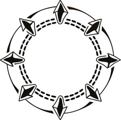 Roundabout arrows forming circular traffic icon, thin-line vector.